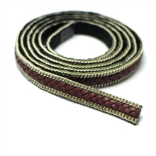 Læder med nappa blomme/kæde, 10 mm, 19 cm